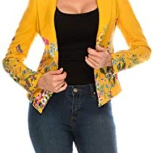 Mustard Blazer with Flower Detailing